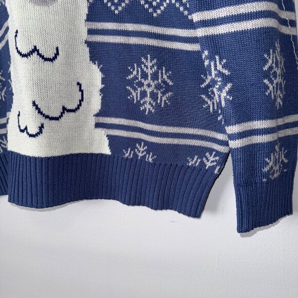 Mighty Fine Happy Llamakkah Snowflake Sweater XL Blue & White - Picture 5 of 7